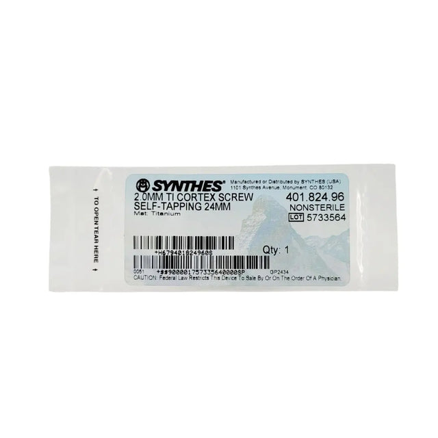 Synthes 401.824.96 2.0mm TI Cortex Screw Self-Tapping 24mm Synthes