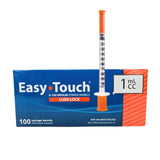 MHC 802015 Easy Touch 1ml U-100 Insulin Syringe Barrels w/ Luer Lock Box of 100 MHC