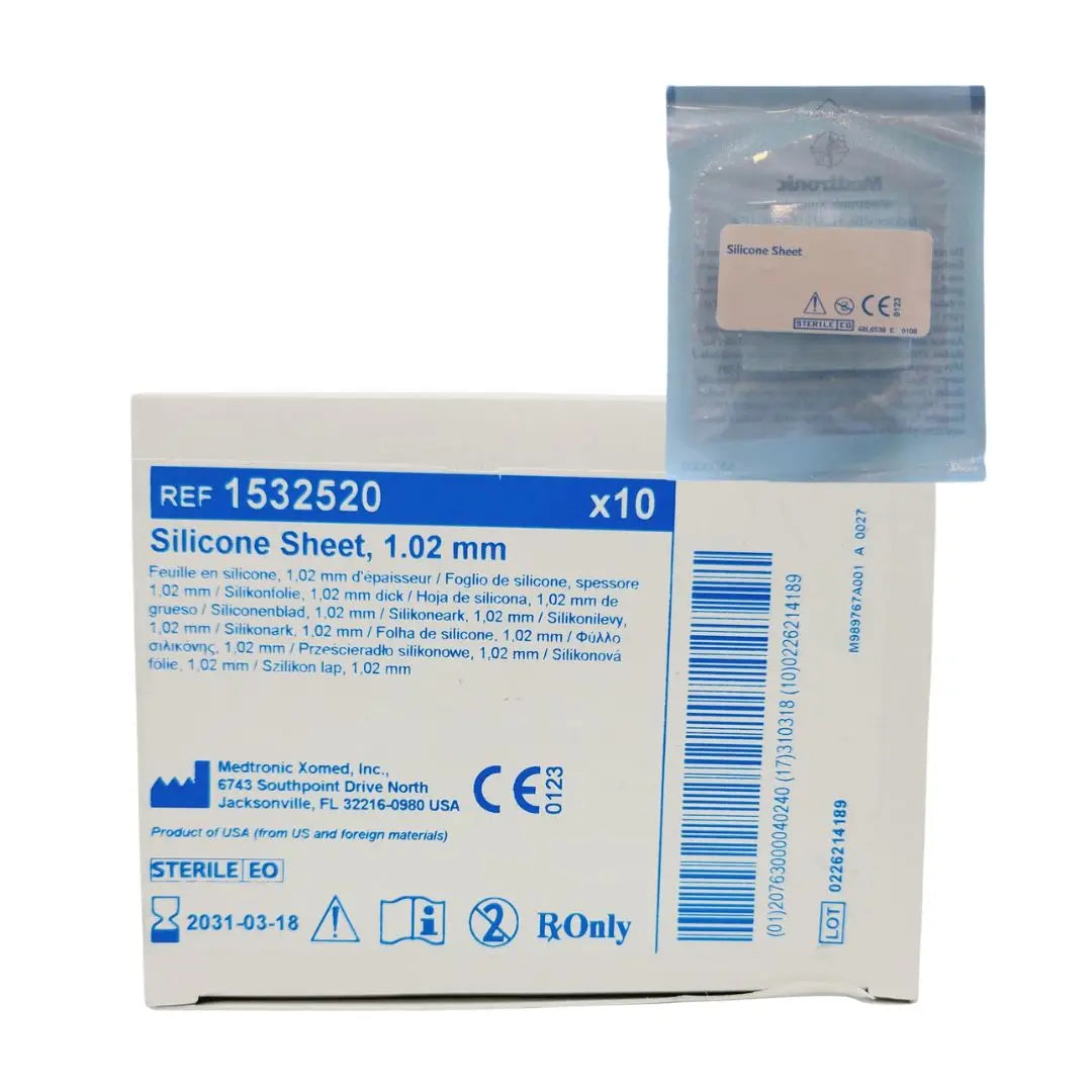 Medtronic 1532520 5x5cm Silicone Sheet 1.02mm Box Of 10 Medtronic