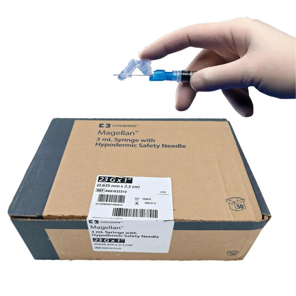 Covidien 8881833310 Magellan 3mL Syringe w/ Hypodermic Safety Needle Box of 50