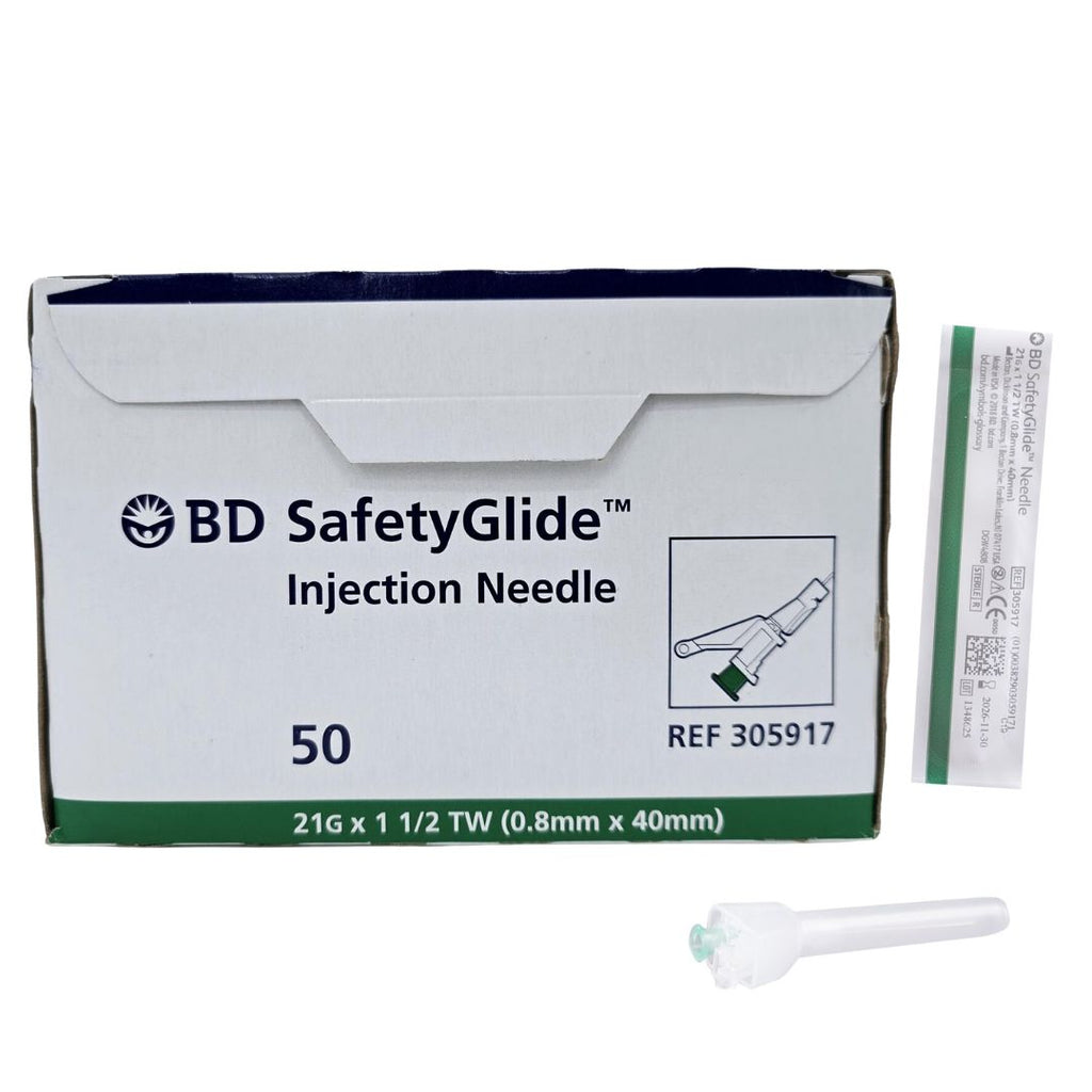 BD 305917 SafetyGlide Injection Needle 21G x 1-1/2 TW Box Of 50