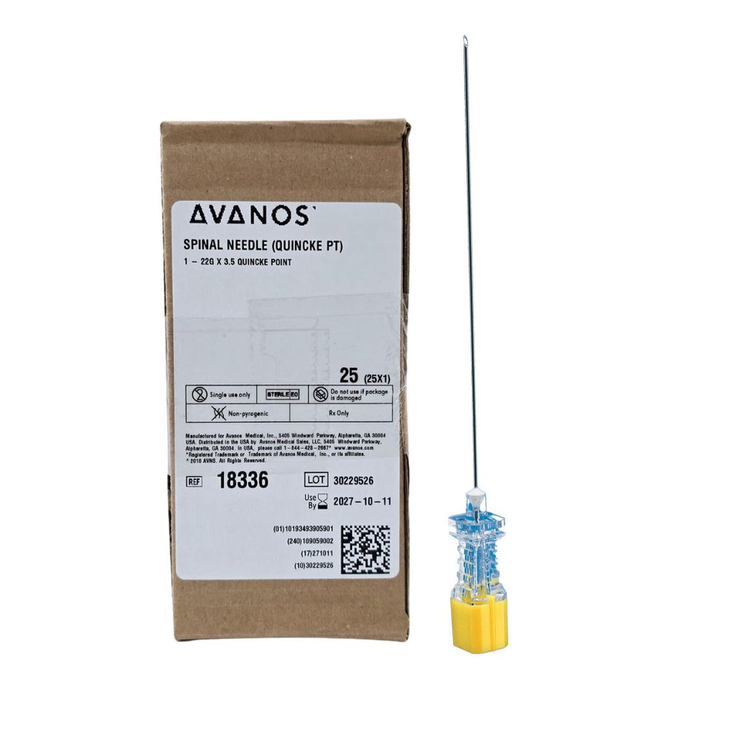 Avanos Medical 18336 Quincke Spinal Needle 22G x 3-1/2" Box Of 25