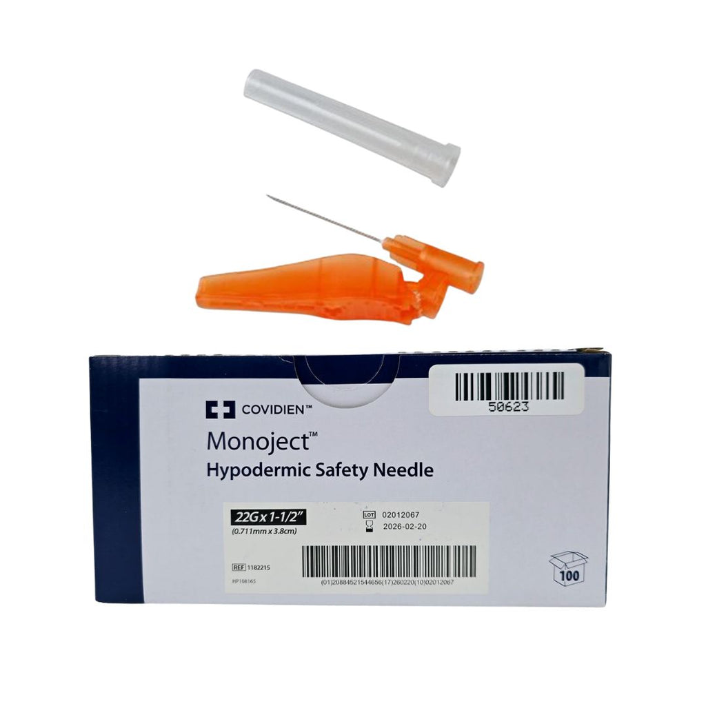 Cardinal Health 1182215 Monoject Hypodermic Safety Needle 22G x 1-1/2" BX Of 100