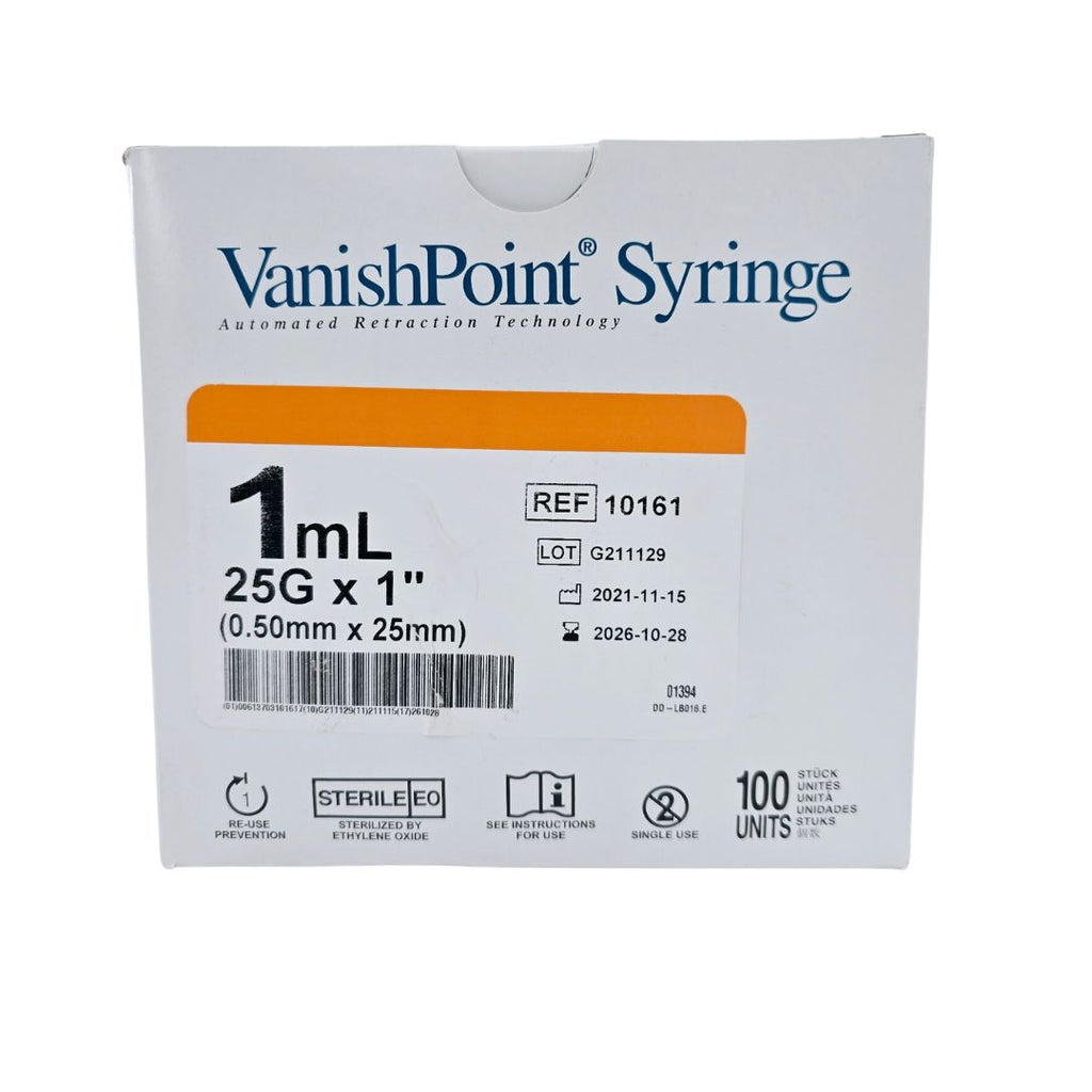 VanishPoint 10161 Syringe 1mL 25G x 1" Box of 100