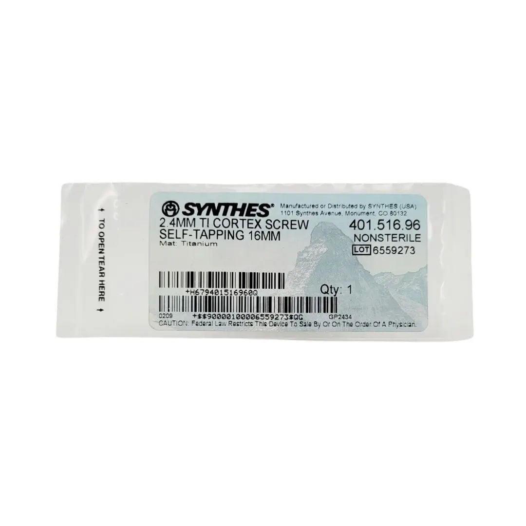Synthes 401.516.96 2.4mm TI Cortex Screw Self-Taping 16mm Synthes