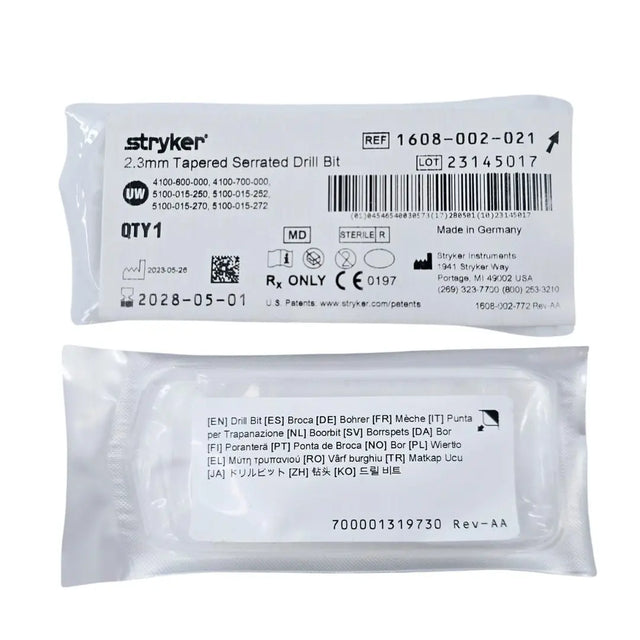 Stryker 1608-002-021 2.3mm Tapered Serrated Drill Bit Stryker