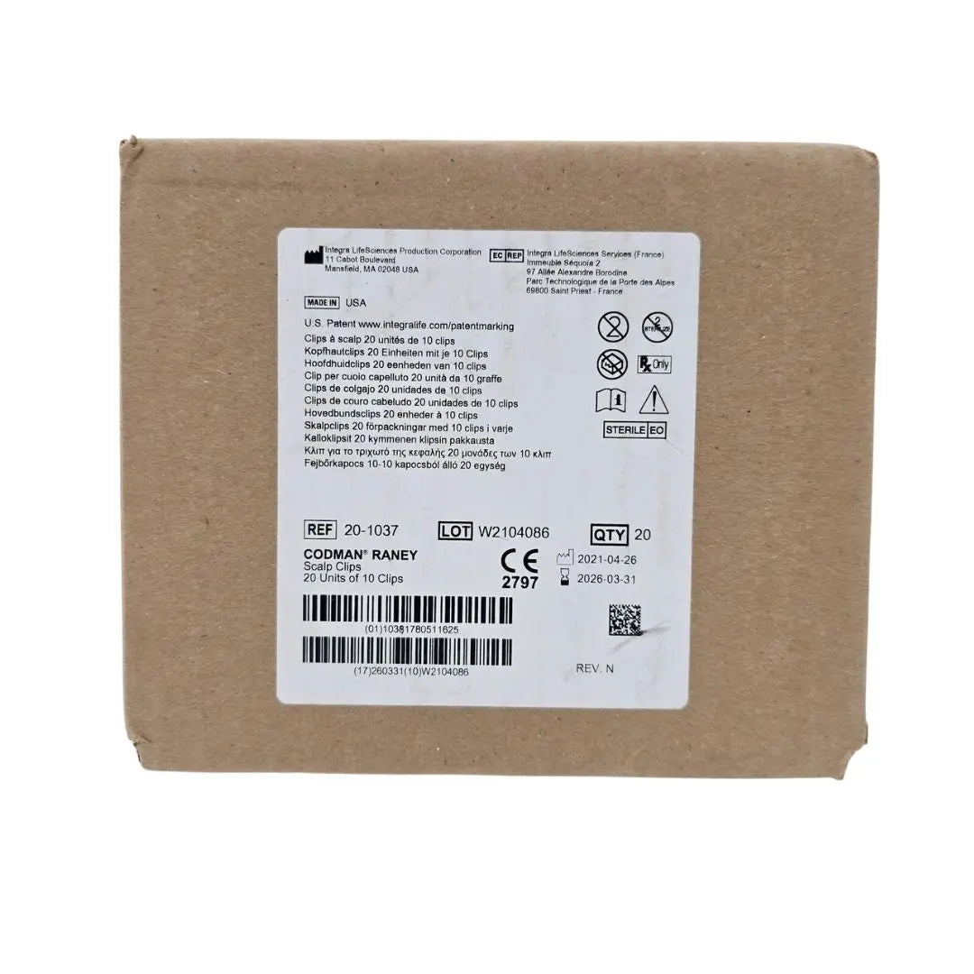 Codman 20-1037 Raney Scalp Clips 20 Units of 10 Clips Codman