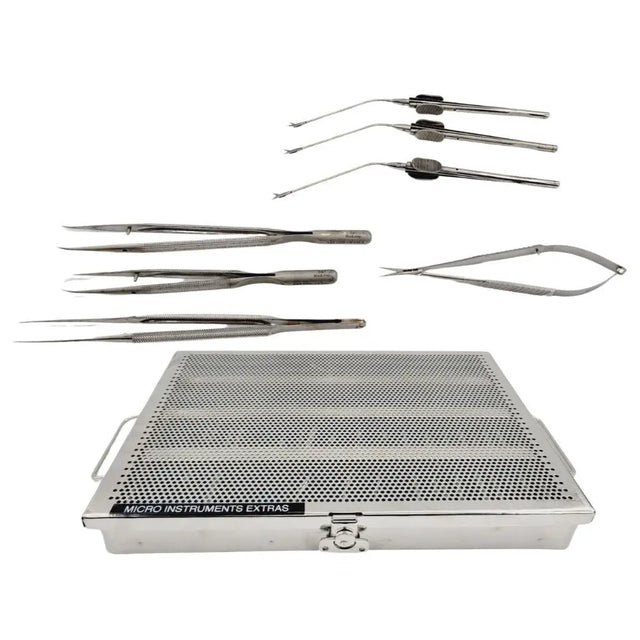 Micro Neurosurgery Instruments Extra Set w/ Weck 1077 Sterilization Case Unbranded