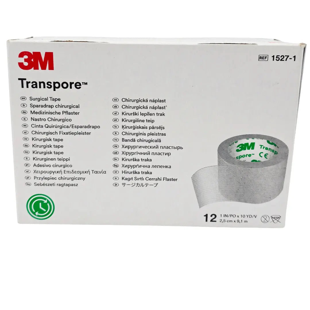 3M 1527-1 Transpore Surgical Tape  1in x 10yd Transparent Latex Free BX 12 3M