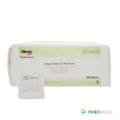 Dukal Esthetic Wipes 900354 Large Cotton 12-Ply Gauze 4" x 4" - Pack of 200 Dukal