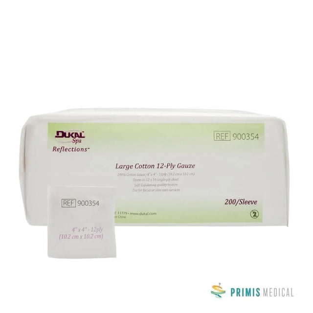 Dukal Esthetic Wipes 900354 Large Cotton 12-Ply Gauze 4" x 4" - Pack of 200 Dukal