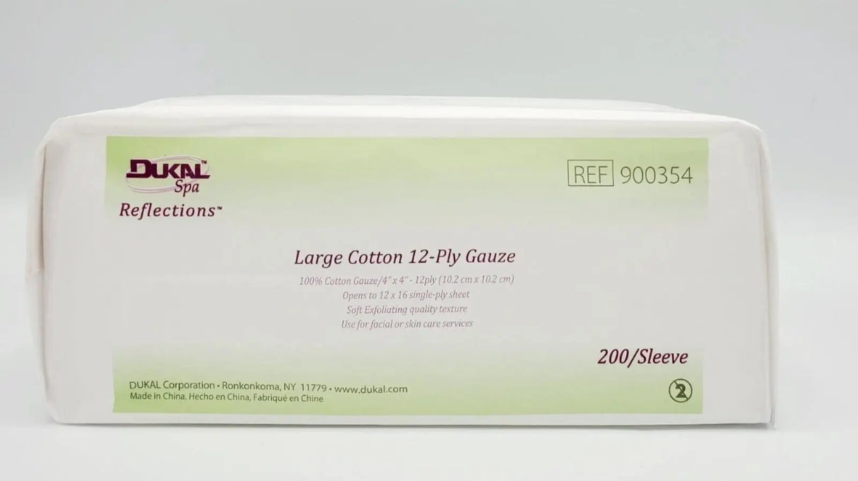 Dukal Esthetic Wipes 900354 Large Cotton 12-Ply Gauze 4" x 4" - Pack of 200 Dukal