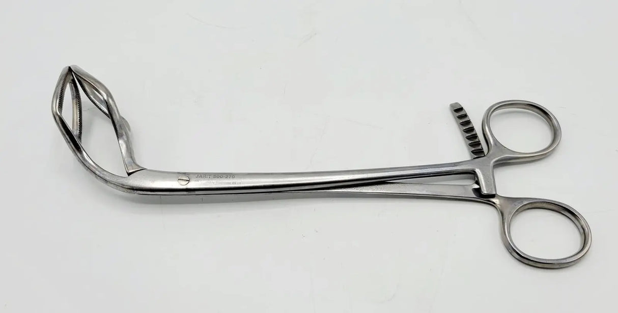 Jarit 500-270 Sommers Uterine Elevating Forceps Serrated Curved Jaws 9" Jarit