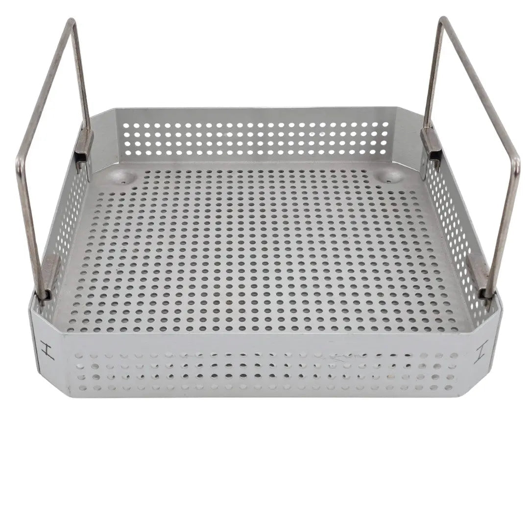 Small Square Surgical Instrument Sterilization Case with Handles 10 x 10 x 2 Primis Medical