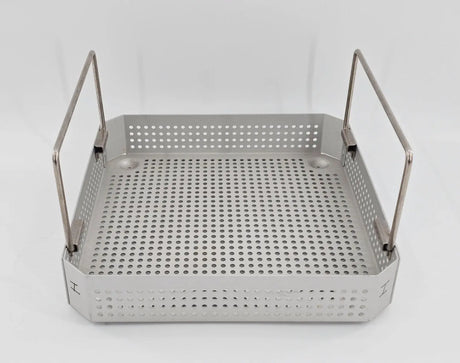 Small Square Surgical Instrument Sterilization Case with Handles 10 x 10 x 2 Primis Medical