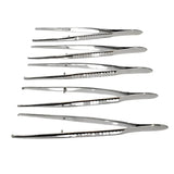 Tweezers 1 x 2 Teeth Straight 5-1/2" Stainless Steel Lot of 5 Unbranded