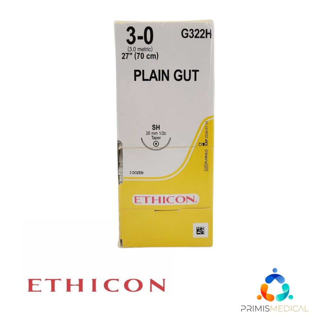 Ethicon G322H 3-0 Gut Pla Yellowish Tan 1 x 27" Box of 36 EXP 07-31-2026