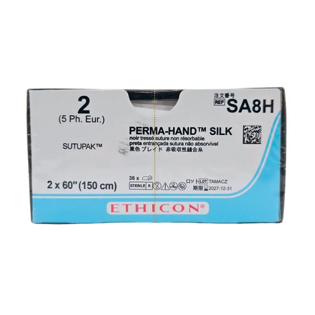 Ethicon SA8H 2 PERMA HAND BLACK 2X60" TIE Box of 36 Ethicon