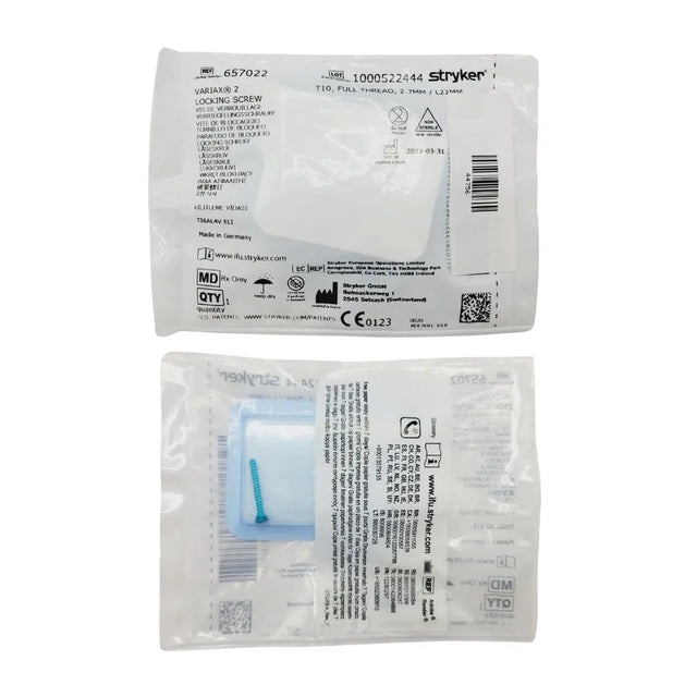 Stryker Trauma 657022 Variax 2 Locking Screw Fully Threaded T10 2.7mm x 22mm Stryker Trauma