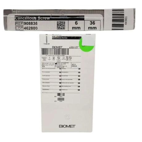 Biomet 908836 Ti-6AI-4V WasherLoc Cancellous Screw 6mm x 36mm Biomet