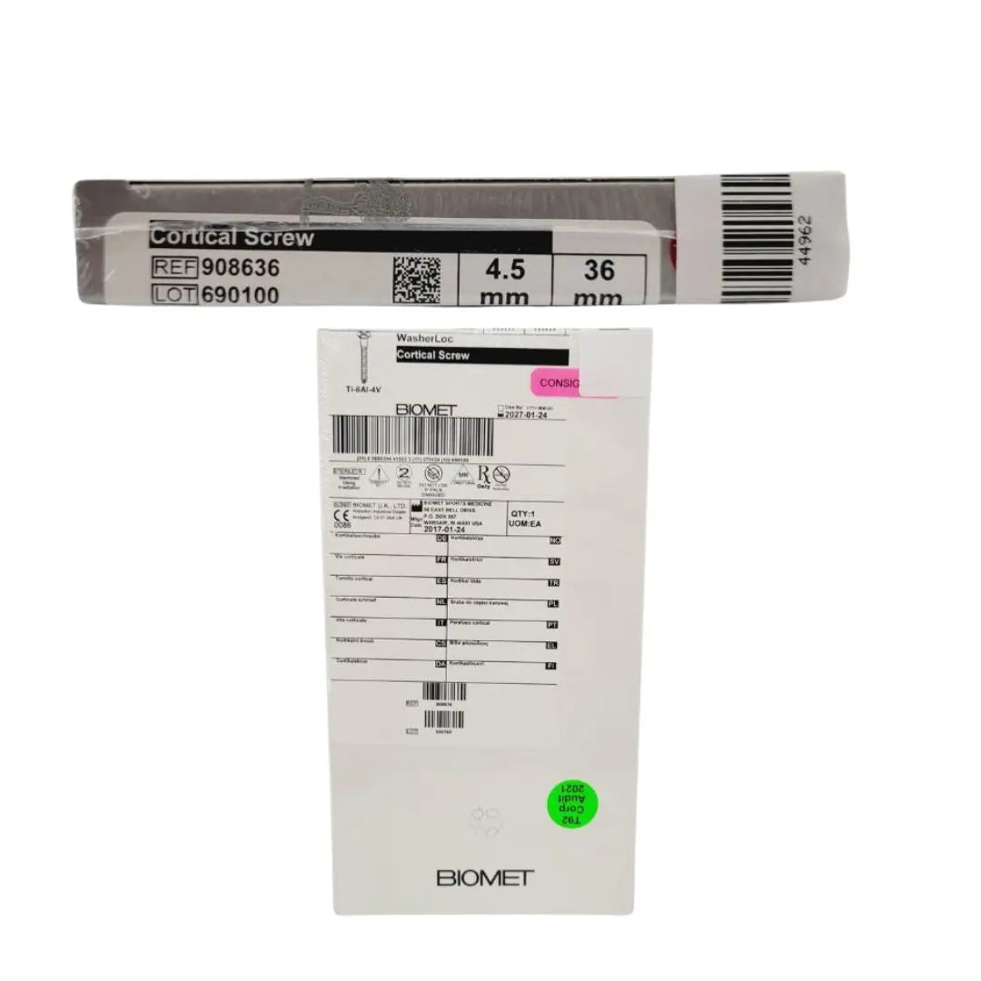 Biomet 908636 Ti-6AI-4V WasherLoc Cortical Screw 4.5mm x 36mm Biomet