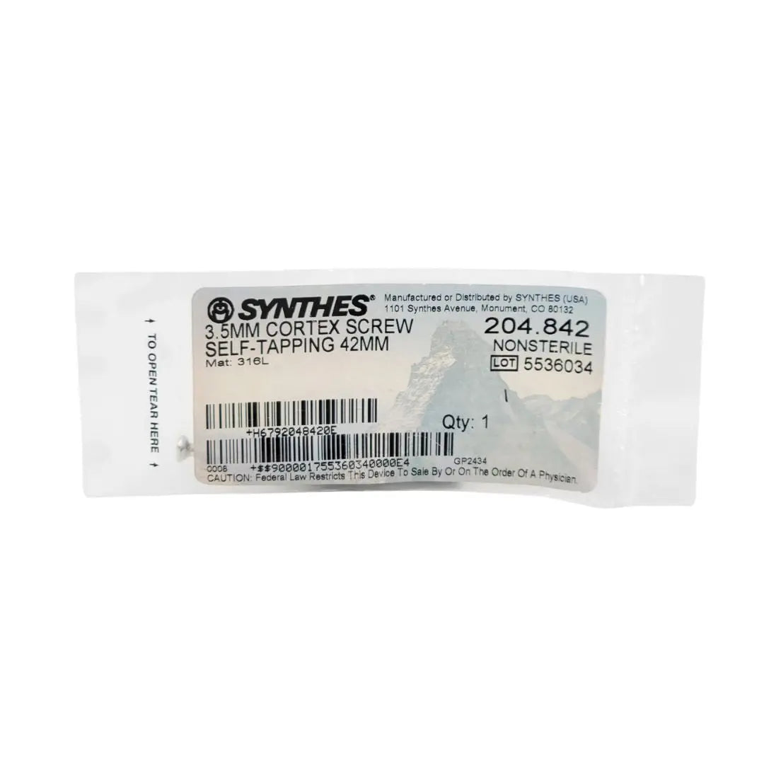 Synthes 204.842 3.5mm Cortex Screw Self-Taping 42mm Synthes