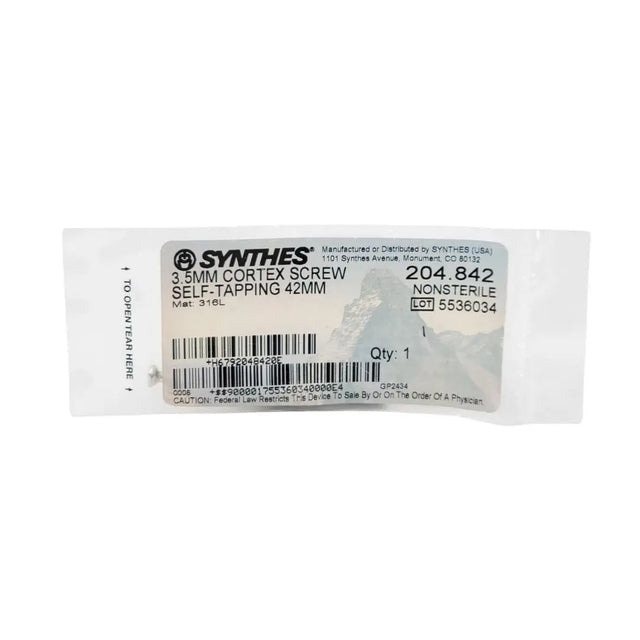 Synthes 204.842 3.5mm Cortex Screw Self-Taping 42mm Synthes