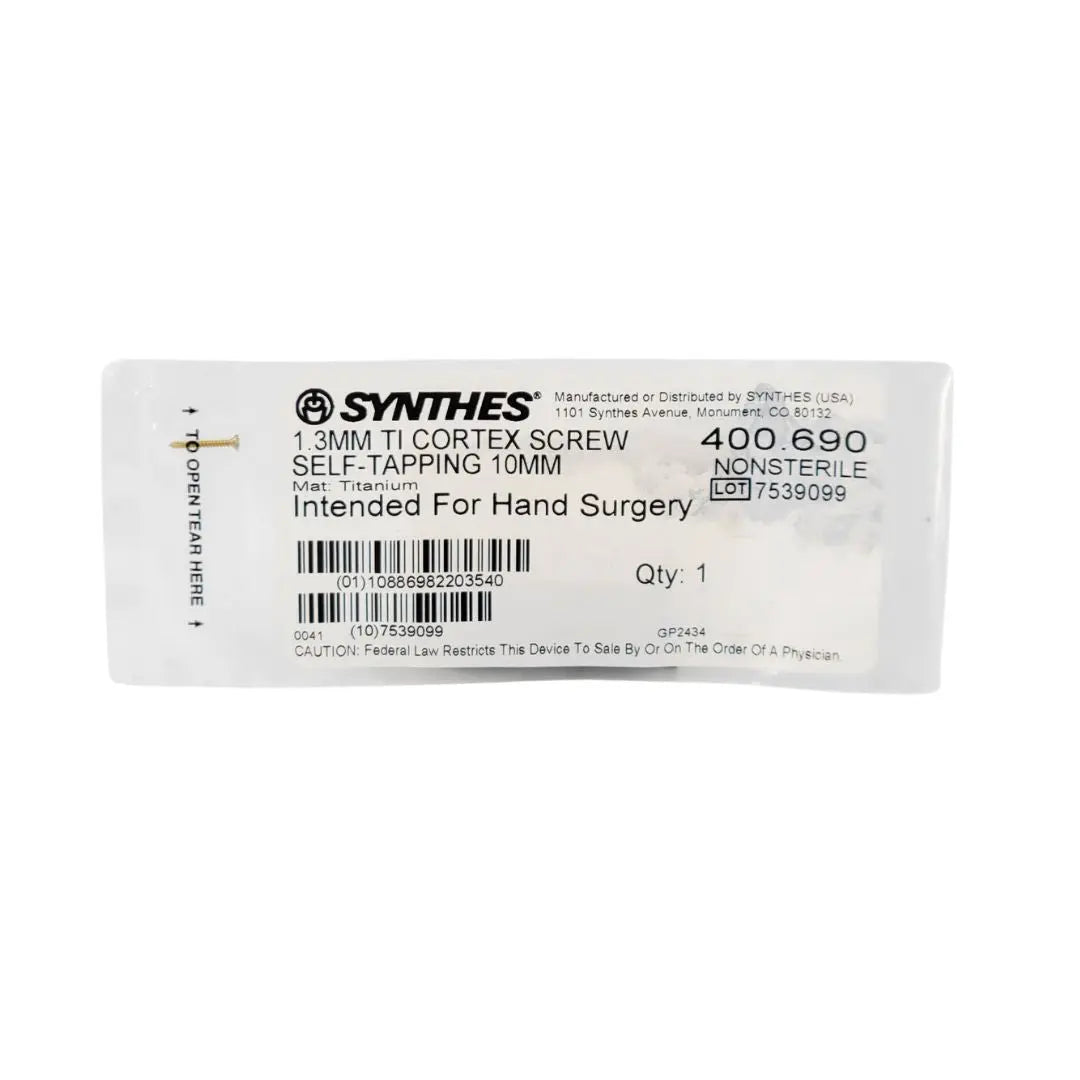 Synthes 400.690 1.3mm TI Cortex Screw Self-Tapping 10mm Synthes