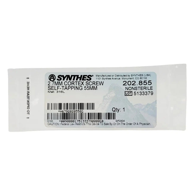 Synthes 202.855 2.7mm Cortex Screw Self-Tapping 55mm Synthes