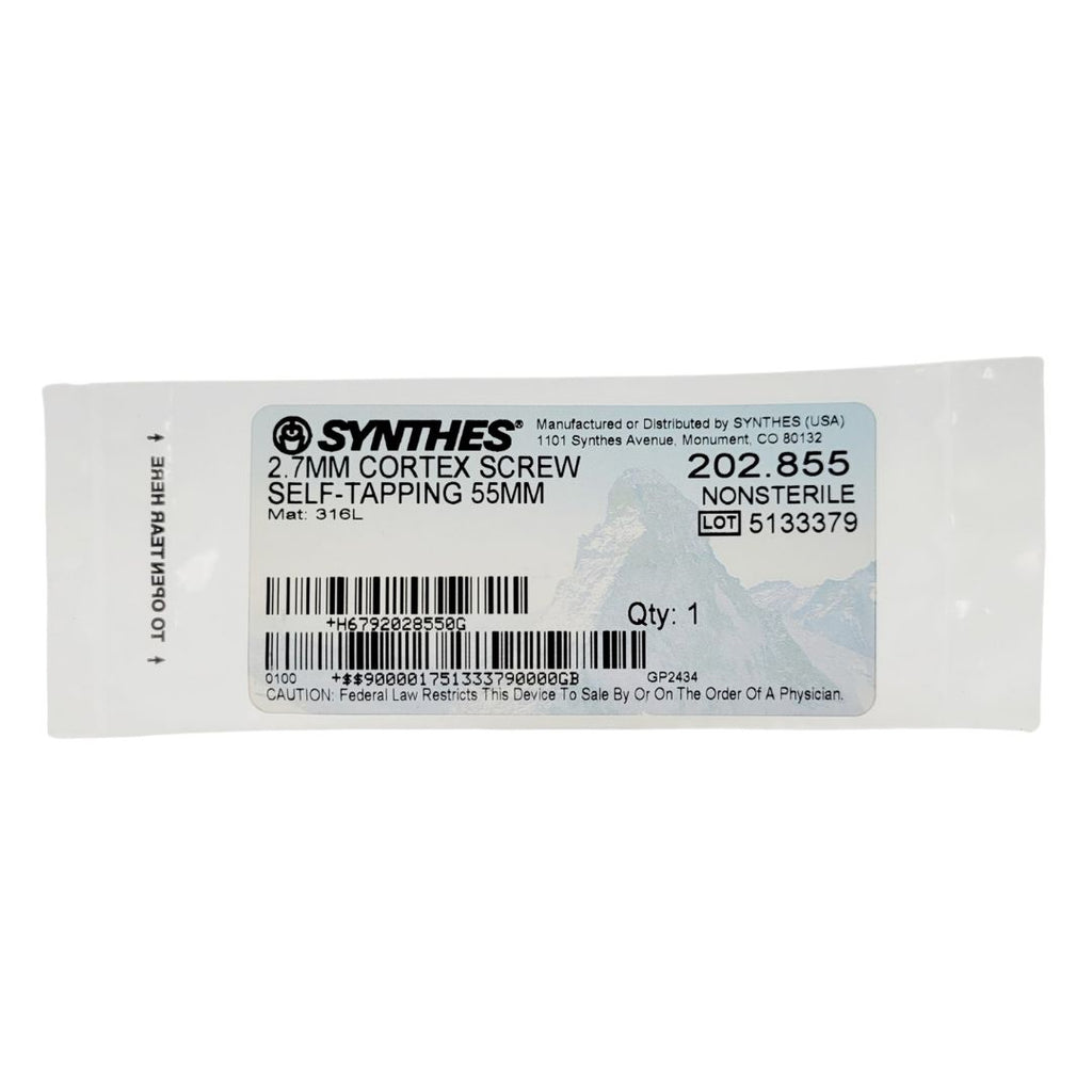 Synthes 202.855 2.7mm Cortex Screw Self-Tapping 55mm