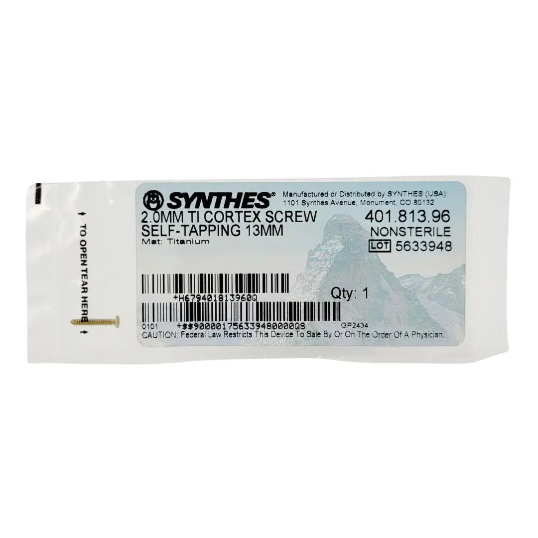 Synthes 401.813.96 2.0mm TI Cortex Screw Self-Tapping 13mm Ethicon