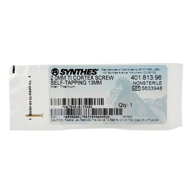 Synthes 401.813.96 2.0mm TI Cortex Screw Self-Tapping 13mm Ethicon