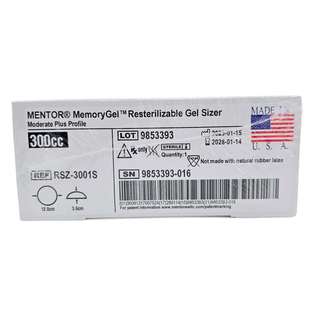 Mentor RSZ3001S MemoryGel Resterilizable Gel Sizer Moderate Plus Profile, M+ 300cc Mentor