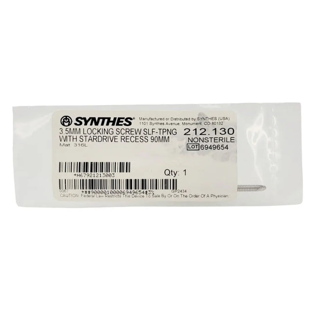 Synthes 212.130 3.5mm Locking Screw Self-Tapping w/ Stardrive Recess 90mm Synthes