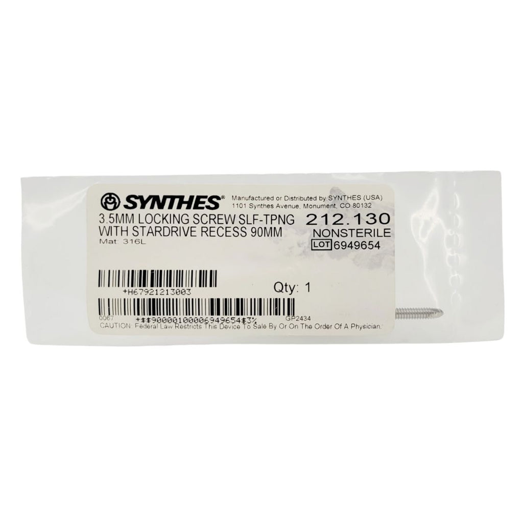 Synthes 212.130 3.5mm Locking Screw Self-Tapping w/ Stardrive Recess 90mm