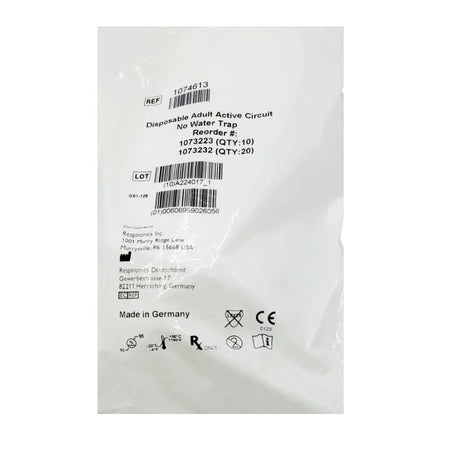 Respironics 1074627 Disposable Adult Active Circuit No Water Trap 10PK Respironics