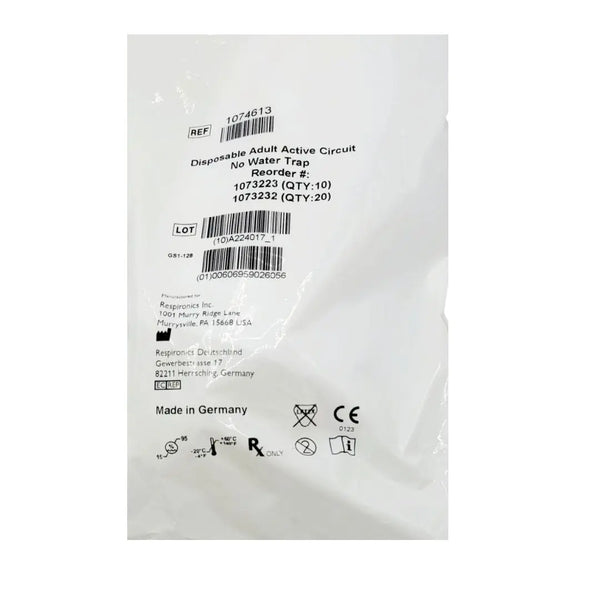 Respironics 1074627 Disposable Adult Active Circuit No Water Trap