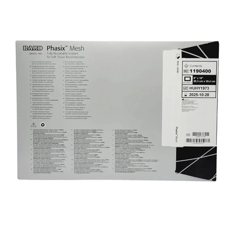 Bard 1190400 Phasix Mesh Fully Resorbable Implant 8" x 10" Bard