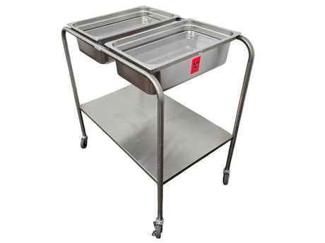 Blickman 7808SSC Stainless Steel Dual Basin Instrument Cart w/ Baskets and Pans Primis Medical