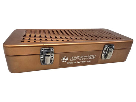 Synthes Copper Sterilization Tray 12x5x2.5 Perforated Autoclave Case Switzerland Synthes