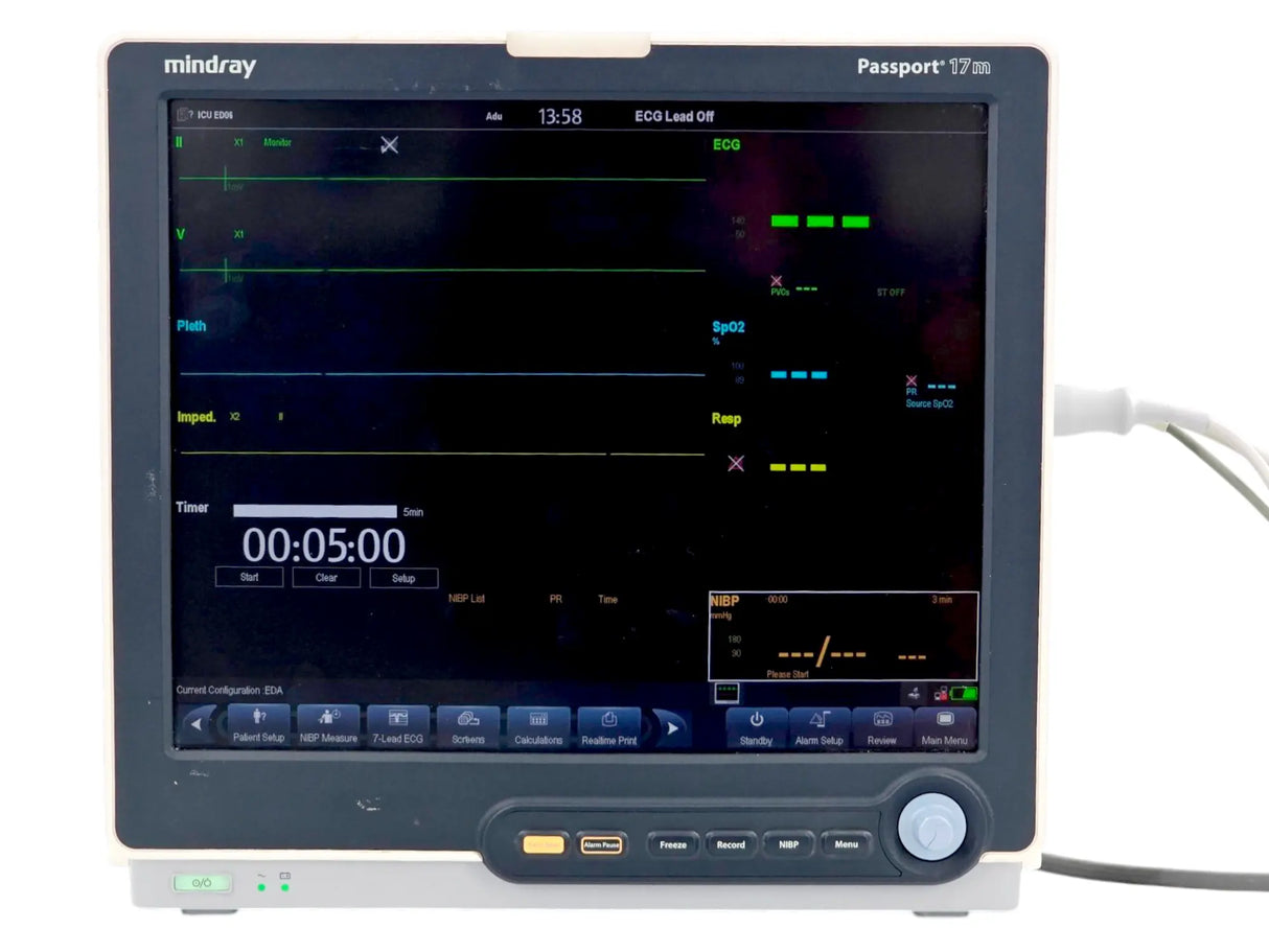 Mindray Passport 17m Patient Monitor MPM Module ECG SpO2 NIBP w/Cables Certified Primis Medical