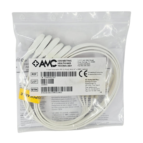 AMC LW-309DS50/5AT 5-Lead Shielded ECG Leadwire Set, DIN to Pinch, 50" - New / Sterile AMC