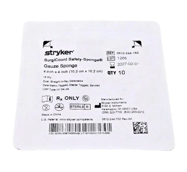 Stryker 0612244160 Sterile Gauze Sponge Medical Surgical Dressing 4"x4" Stryker