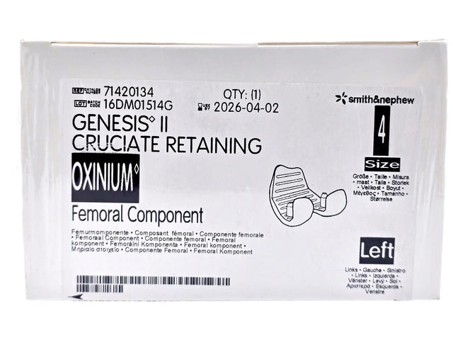 Smith & Nephew 71420134 Genesis II Oxinium Femoral Size 4 Left Smith & Nephew, Inc.