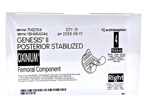 Smith & Nephew 71421114 Genesis II Oxinium Posterior Stabilized Femoral Right Size 4 Smith & Nephew, Inc.