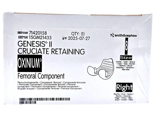 Smith & Nephew 71420158 Genesis II Oxinium Femoral Size 8 Right Smith & Nephew, Inc.