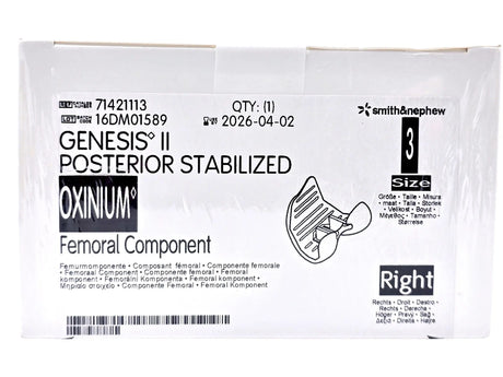 Smith & Nephew 71421113 Genesis II Oxinium Posterior Stabilized Femoral Right Size 3 Smith & Nephew, Inc.