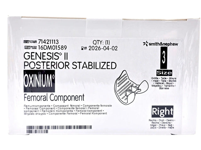 Smith & Nephew 71421113 Genesis II Oxinium Posterior Stabilized Femoral Right Size 3 Smith & Nephew, Inc.