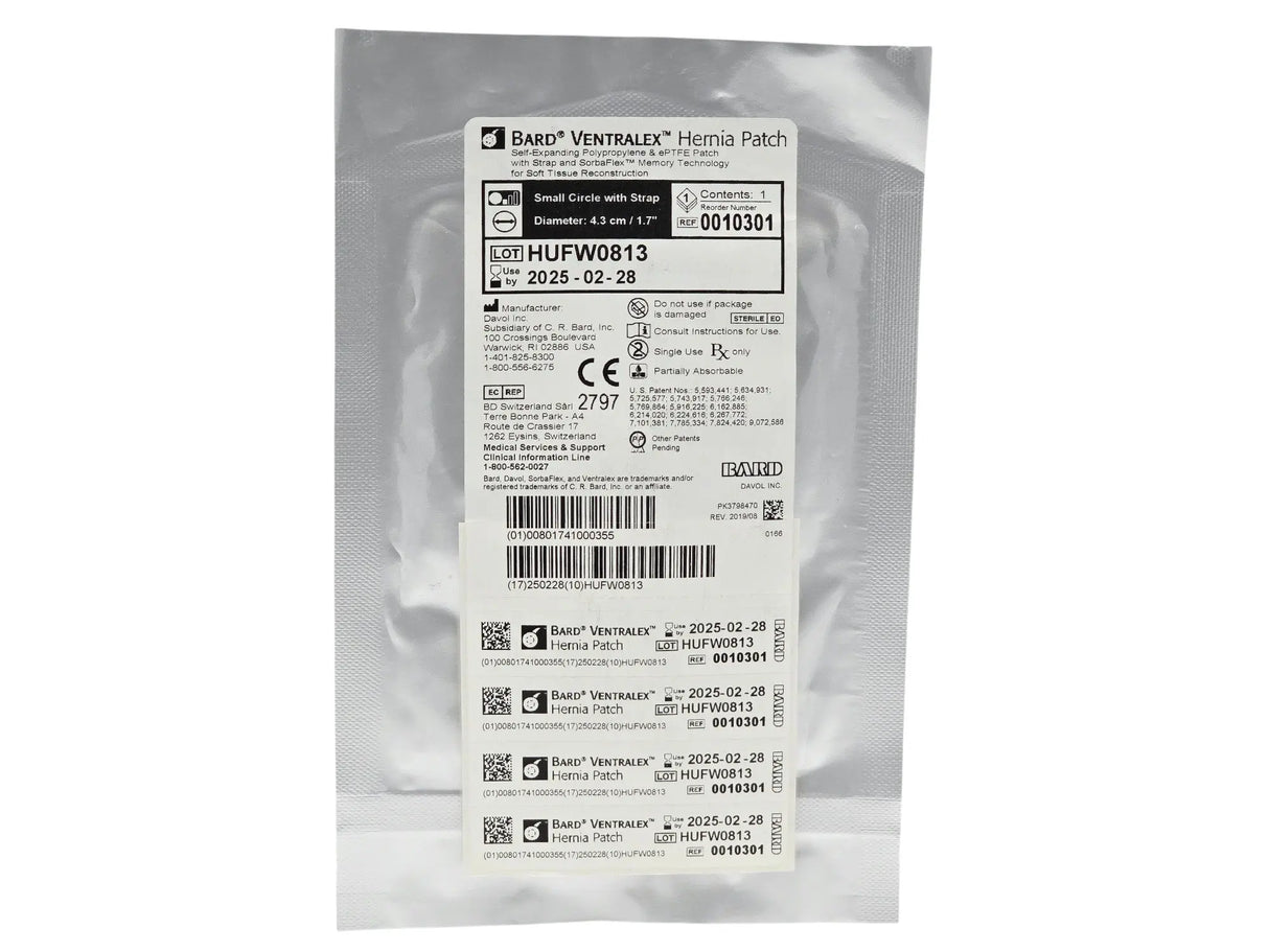 Bard Ventralex 0010301 Hernia Patch 4.3cm Small Circle with Strap Bard