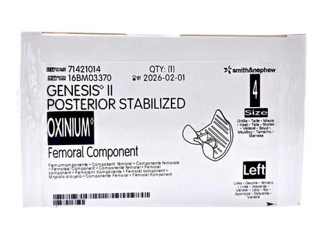 Smith & Nephew 71421014 Genesis II Oxinium Posterior Stabilized Femoral Left Size 4 Smith & Nephew, Inc.